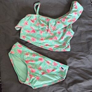 Abercrombie Kids Green and Pink Palm Bikini